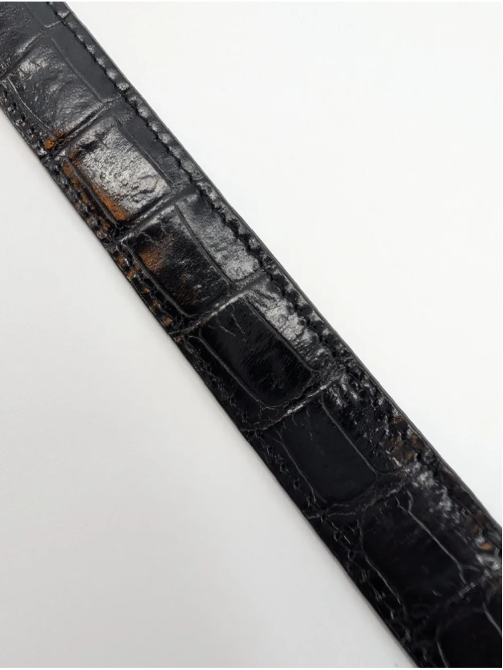 Vintage Brighton Reversible Black Brown Croc Leather Belt Silver Buckle 30-34